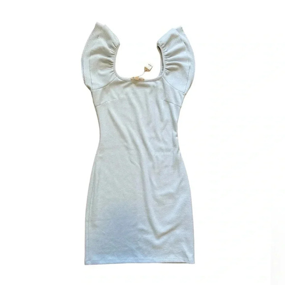 Mazik Dresses & Skirts - MAZIK Women’s Baby Blue Ruffle Shoulder Sweater Dress Size Small NWT